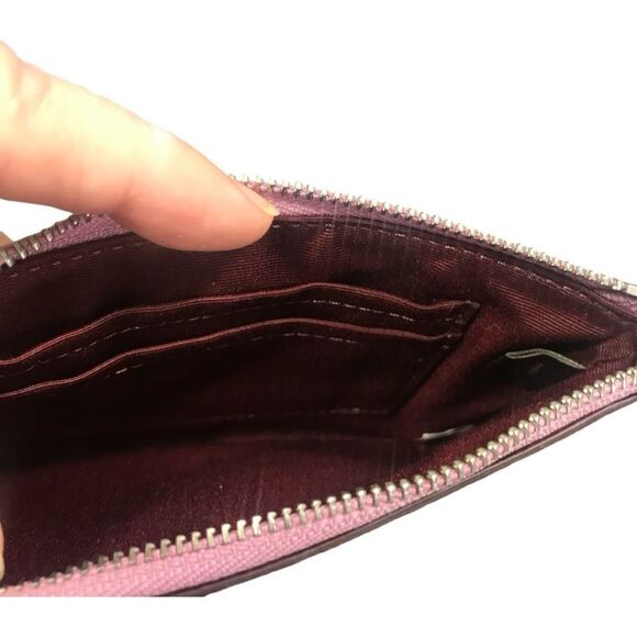 COACH Metallic Pink Textured Crossgrain Leather Corner Zip Wristlet - Picture 8 of 12